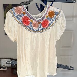 THML Cream Blouse with Colorful Embroidery